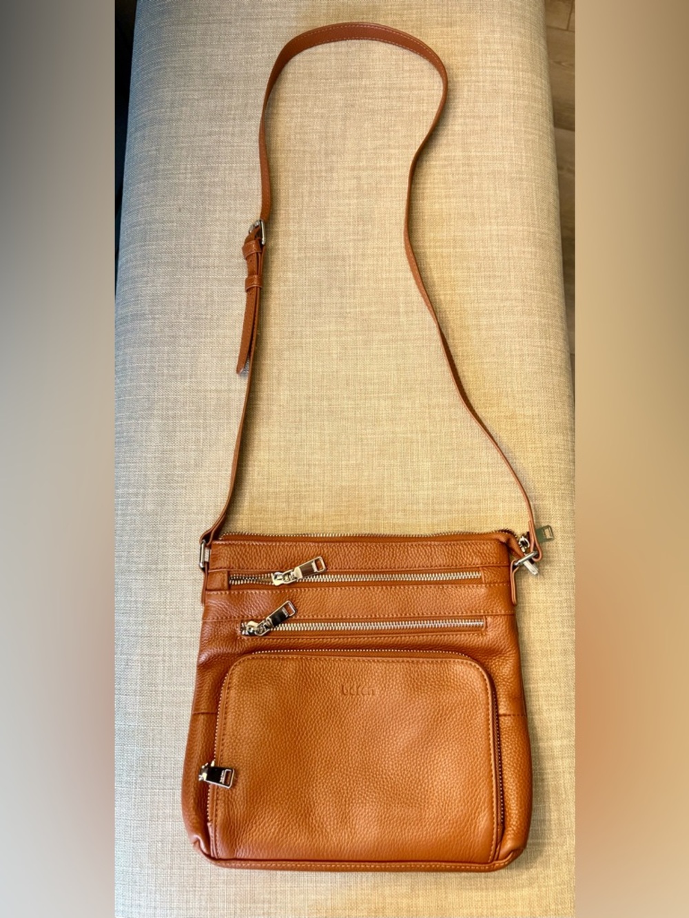 Befen Anti-Theft Leather Crossbody Bag in Cognac -